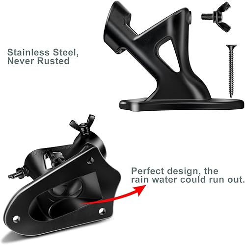 Vista 2 de Soporte para asta de bandera de acero inoxidable 304, soporte de asta de bandera resistente para asta de bandera de 1.02 pulgadas con 2 posiciones