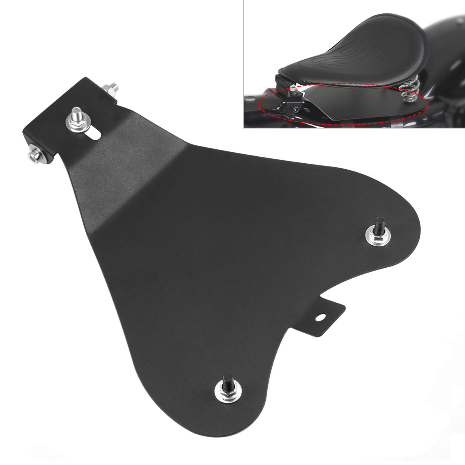Amazicha Black Solo Seat Base Plate Pan Mount Kit Motorcycle Compatible for Harley Honda Yamaha Kawasaki Suzuki Sportster Bobber Chopper
