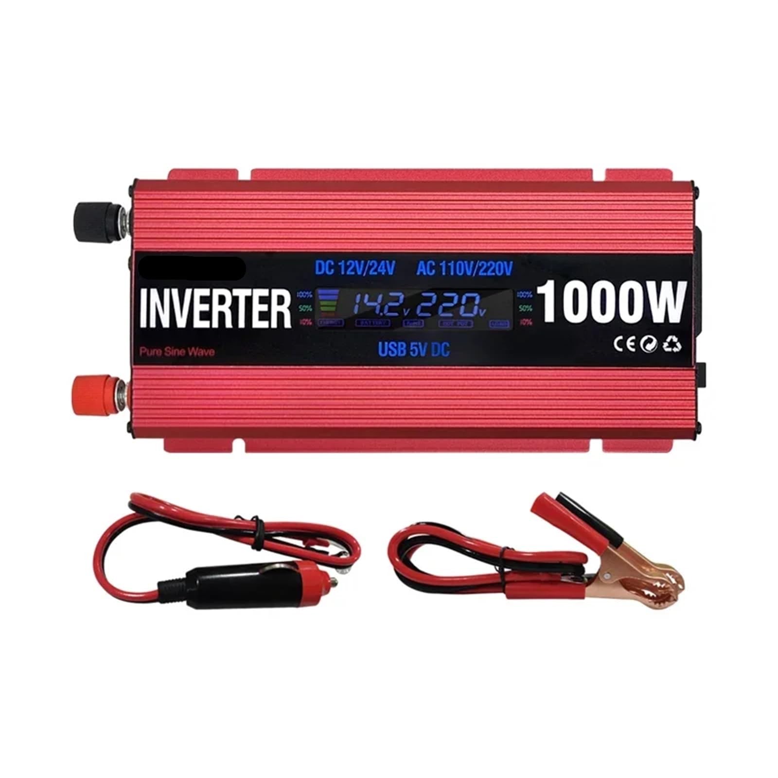 Microinversor, Inversores de energía solar 600W 1000W 2000W Onda sinusoidal modificada Inversor USB for automóvil Convertidor de voltaje Transformador CC 12V 24V CA(1000W)