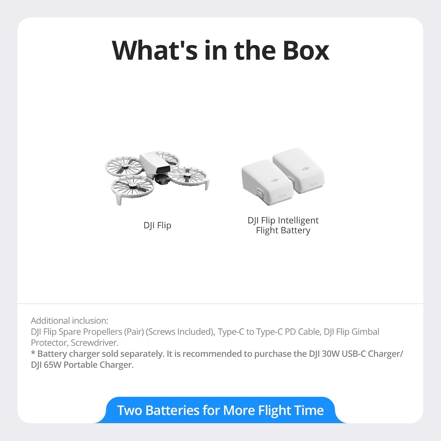 DJI Flip Two Battery Combo Without Screen Remote Controller, Drone With 4K UHD Camera for Adults, Palm Takeoff, Auto Return, Intelligent Flight, 2 Batteries