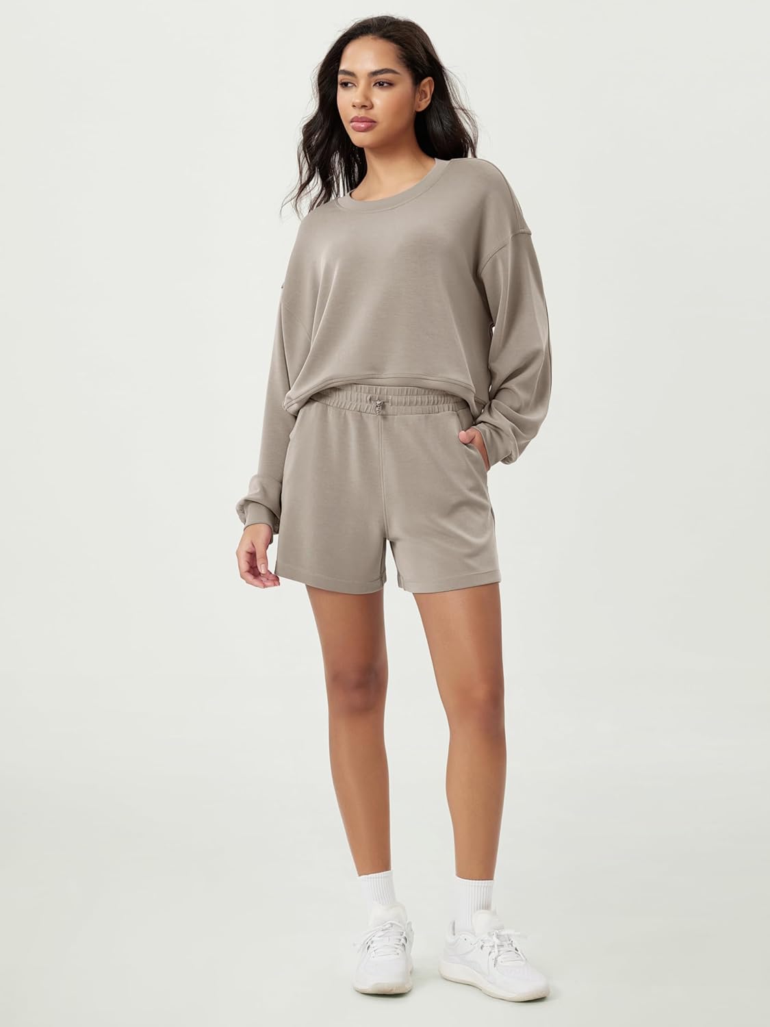 ODODOS Modal Soft Relaxed Shorts for Women Adjustable Shockcord High Waist Casual Shorts with Pockets - 4" / 6" Inseam