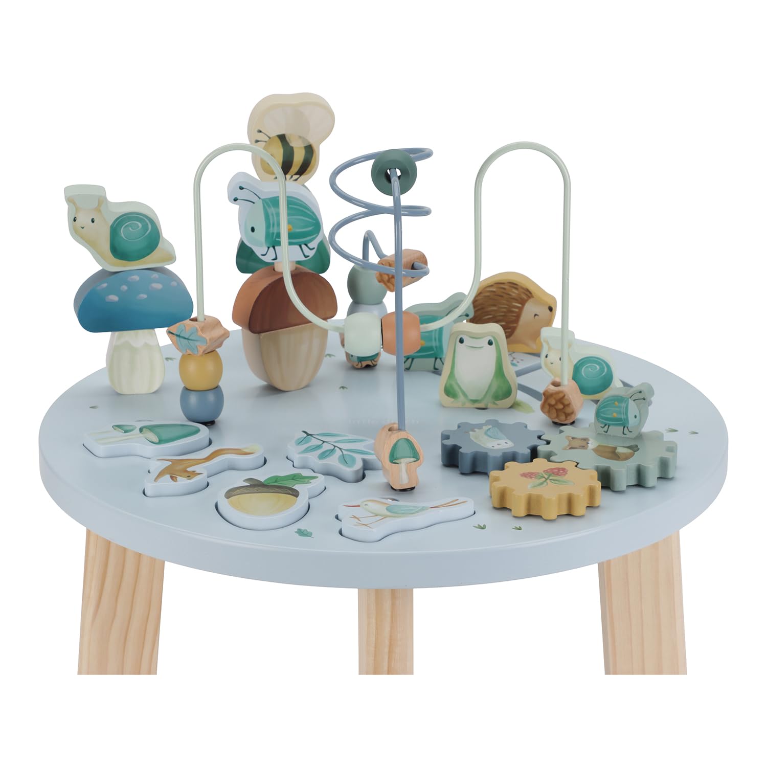 Little Dutch 7241 Forest Friends - Mesa de Actividades de Madera para Niños, Color Azul