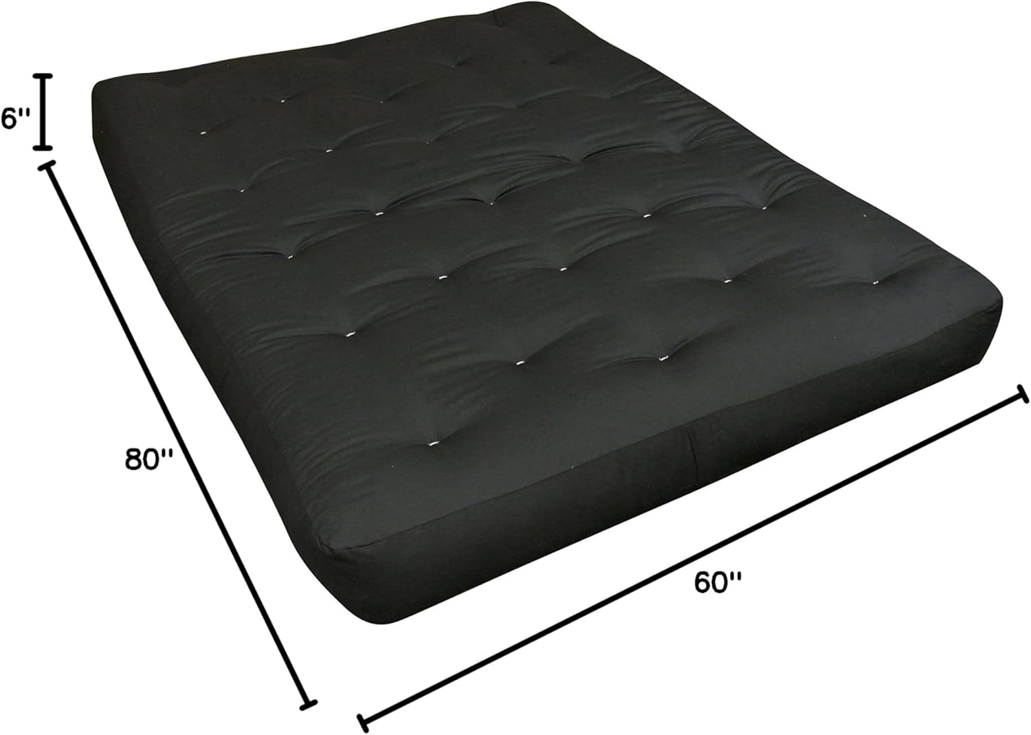 Gold Bond 6" All Cotton Futon Mattress Queen Black