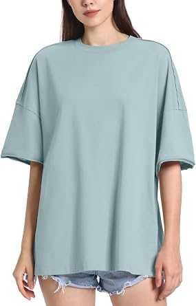 ZANZEA Oversized T Shirts for Women Short Rolled Sleeve Round Neck Summer Tops Drop Shoulder Casual Loose Basic Tees