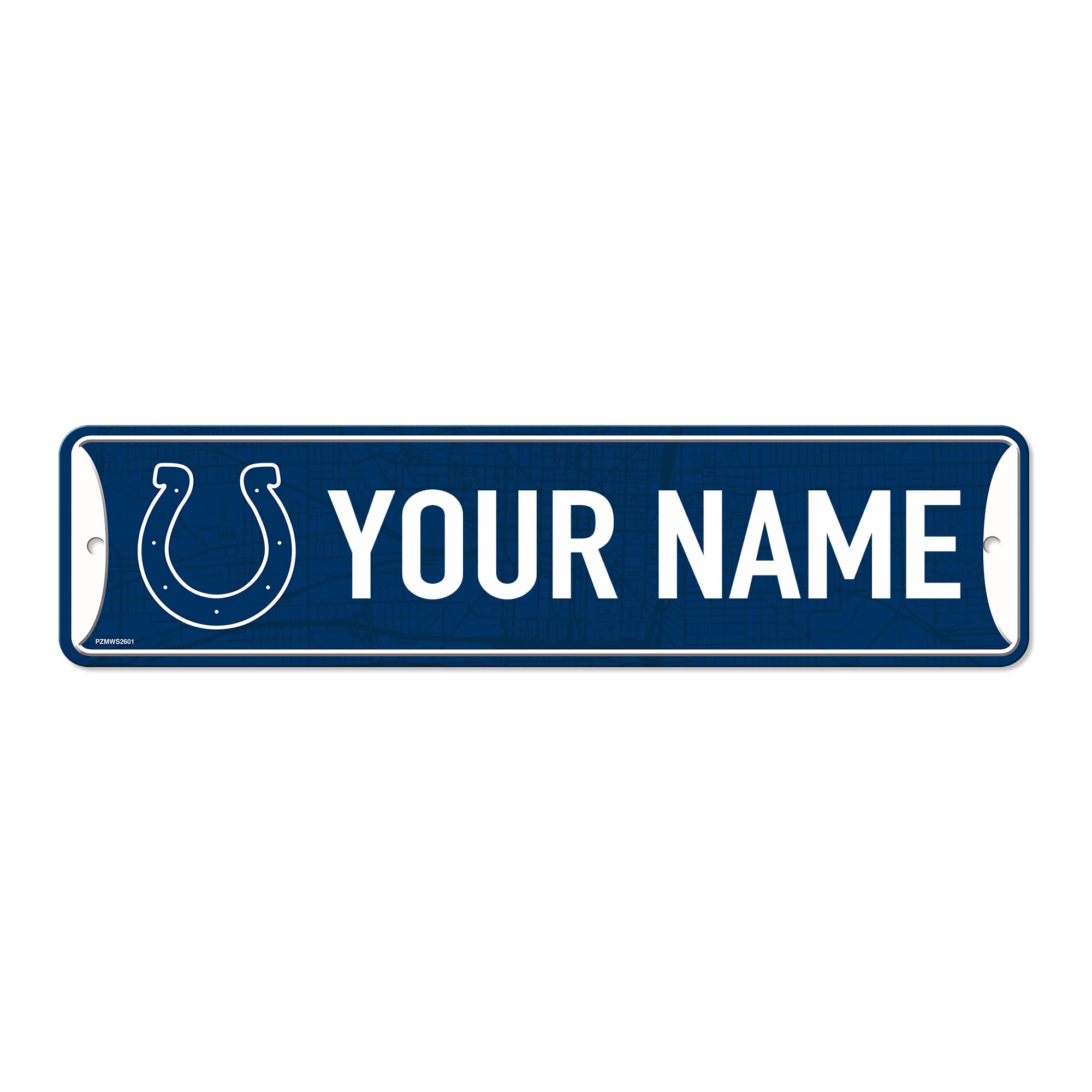 Rico Industries NFL Football Indianapolis Colts Primary Personalized Metal Street Sign 4" x 15" Home Décor - Bedroom - Office - Man Cave