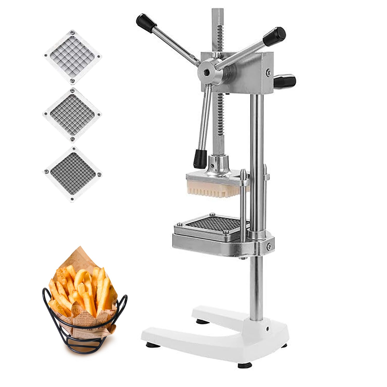 Broyeur de pommes de terre manuel coupe-frites en inox avec lames 6 9 13 mm