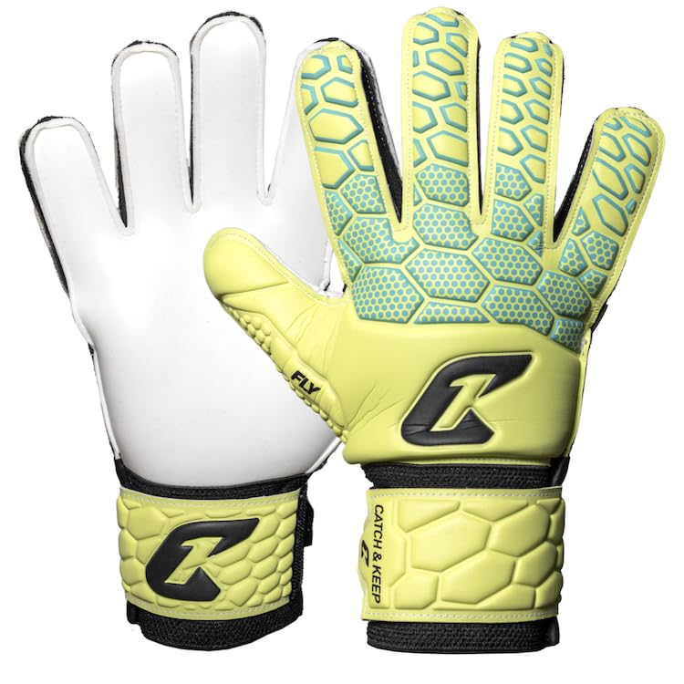 CATCH & KEEP Fly Kids Goalkeeper Gloves - Premium Kids Football Gloves with Strong and Durable Dragon Grip - Perfect Fit for Young Goalkeepers, Extra Protection and