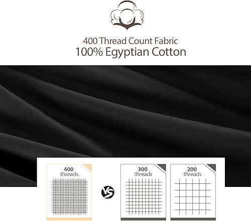 Miniatura 2 de Sábana bajera de algodón egipcio tamaño individual de 400 hilos, con bolsillo profundo de 16 pulgadas, sábana bajera de algodón egipcio, resistente