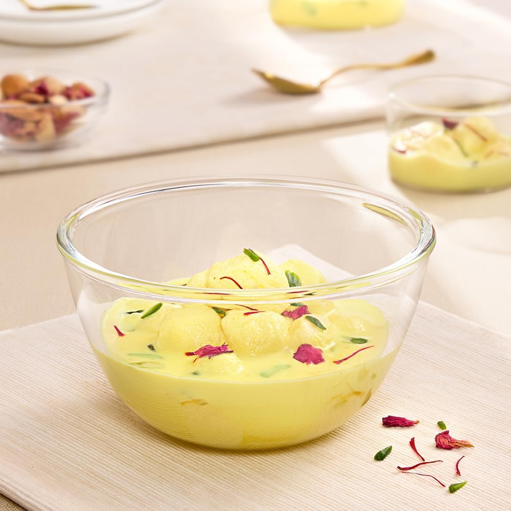 500ml Serving & Mixing Bowl | Made in India Borosilicate Glass Bowl for Kitchen & Dinning | Bowl for Mixing Dough, Salad, Batter | Microwave & Dishwasher Safe (Transparent-1)