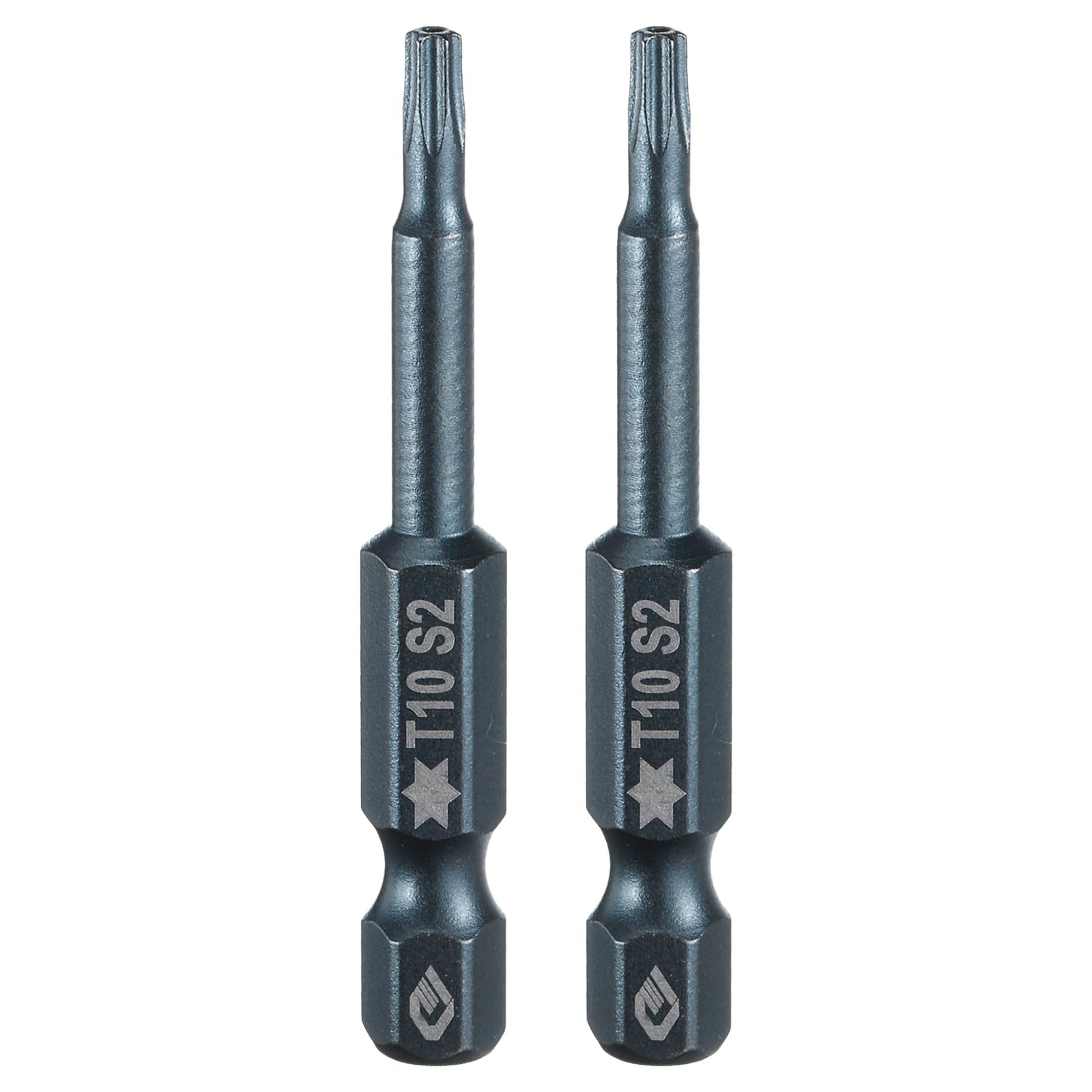 HARFINGTON 2pcs T10 Torx Screwdriver Bit 1/4" Hex Shank 2" Long S2 Steel Magnetic 6 Point Screw Driver Bits Industrial Grade Tamper Proof Star Drill