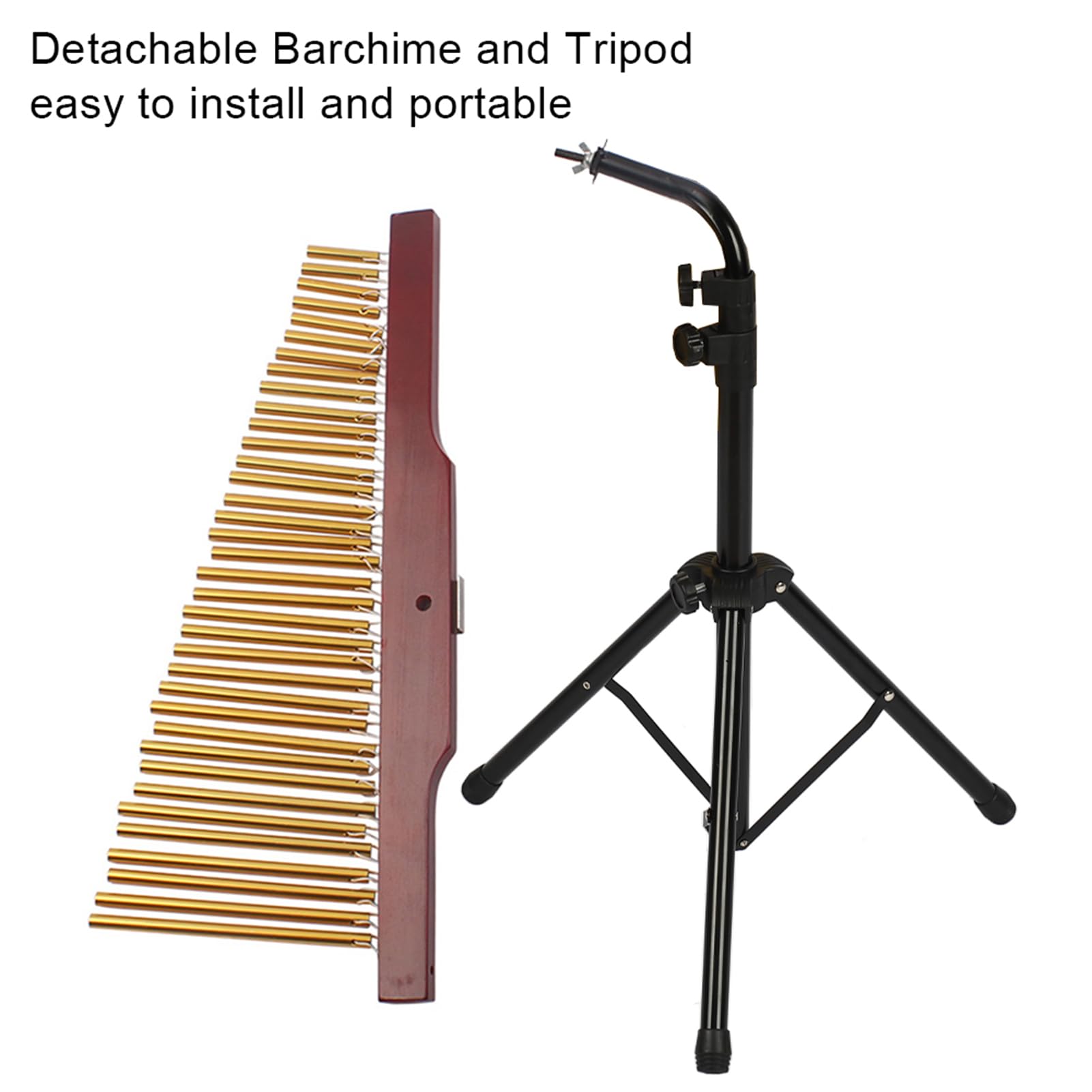 POENVFPO Campana Musicale a 36 Campane, Strumento a Percussione Portatile con Base in Legno, Altezza Regolabile da 2,2 a 5,3 Piedi, Struttura in Alluminio, Prestazioni per Interni Ed Esterni