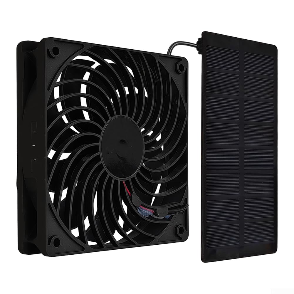 Solarpanel-Ventilator mit polykristallinem Panel, kompakter Luftzirkulator für Gewächshaus, Schuppen, Terrasse oder Camping, effiziente Temperaturkontrolle, geringes Gewicht für Design für enge Räume