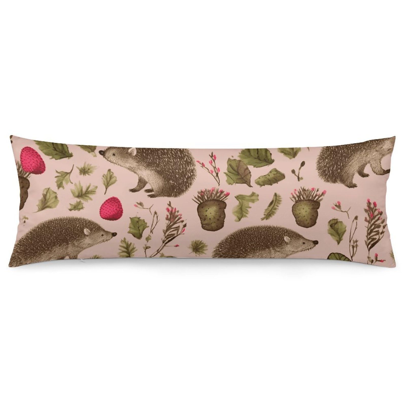 2 Pack Pillow Cases for Hair and Skin, Soft Breathable Pillow Case Covers with Hidden Zipper, Hedgehog Print Pillowcase 20"x54" Pillow Covers for Sleeping Gift