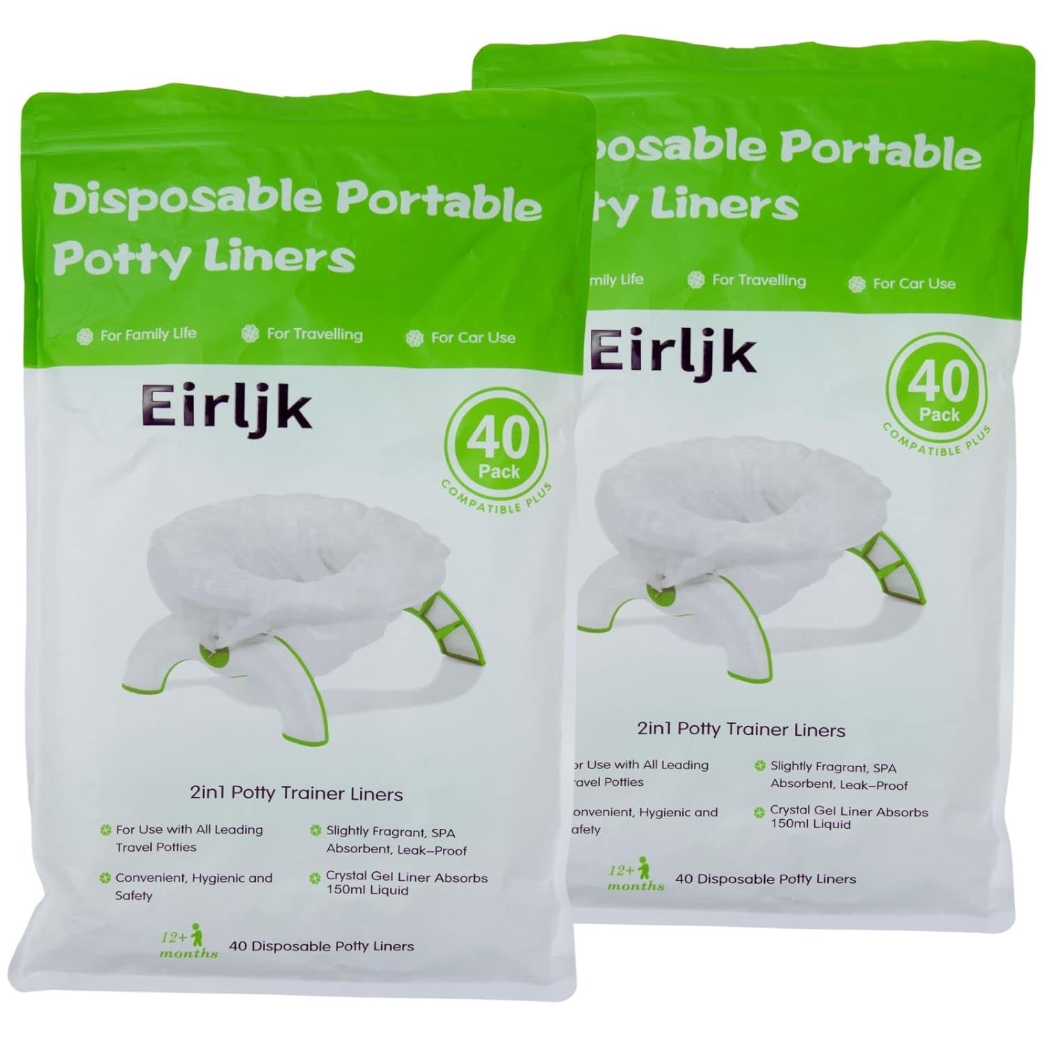 80Pack Potty Bags Potty Liners Disposable Compatible