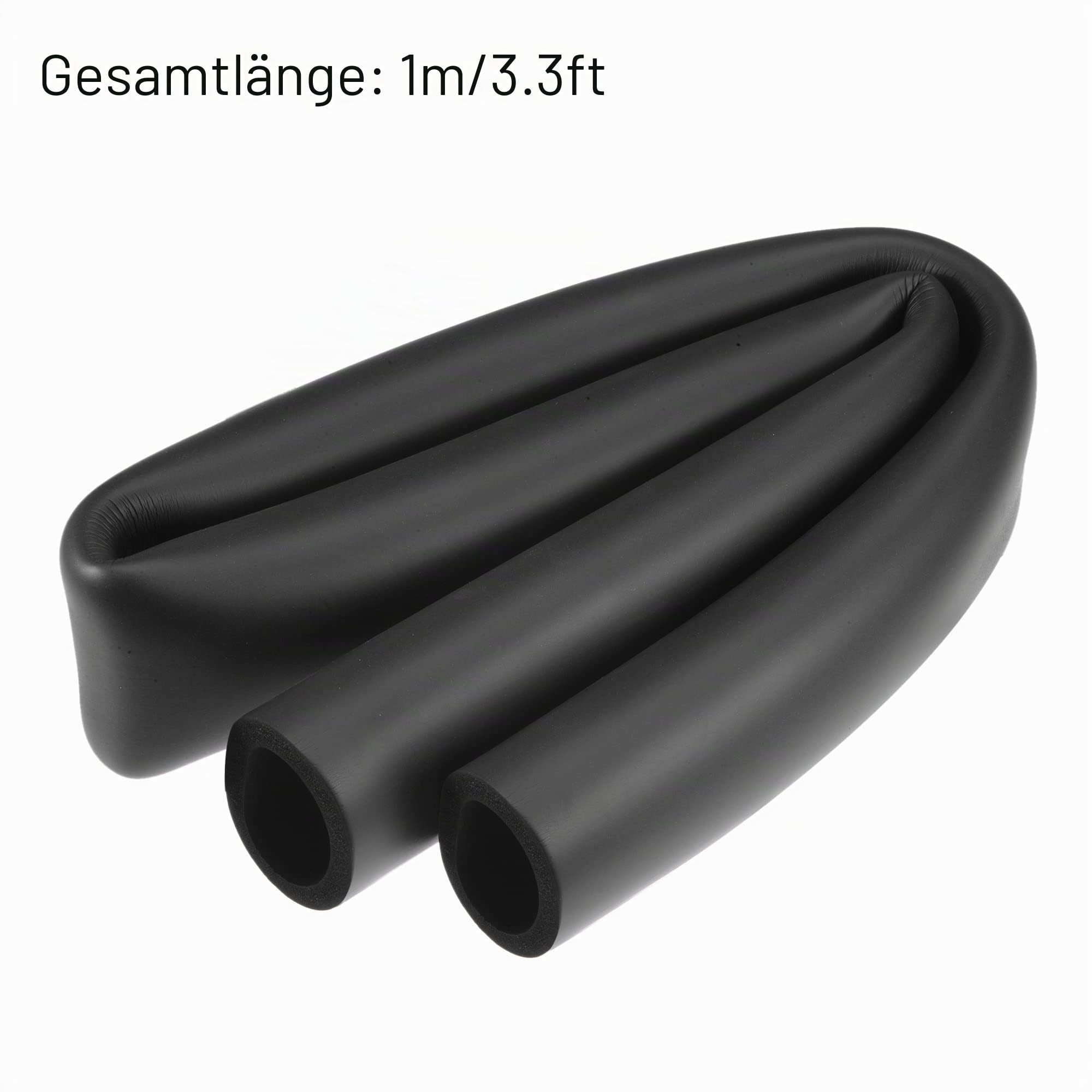 sourcing map 1m Rohrisolierung Schaumstoff, Durchmesser 50mm Isolierstärke 7.5mm Heizungsrohr Verkleidung für Fitnessgeräte, Rohre, Handhaben (Schwarz)
