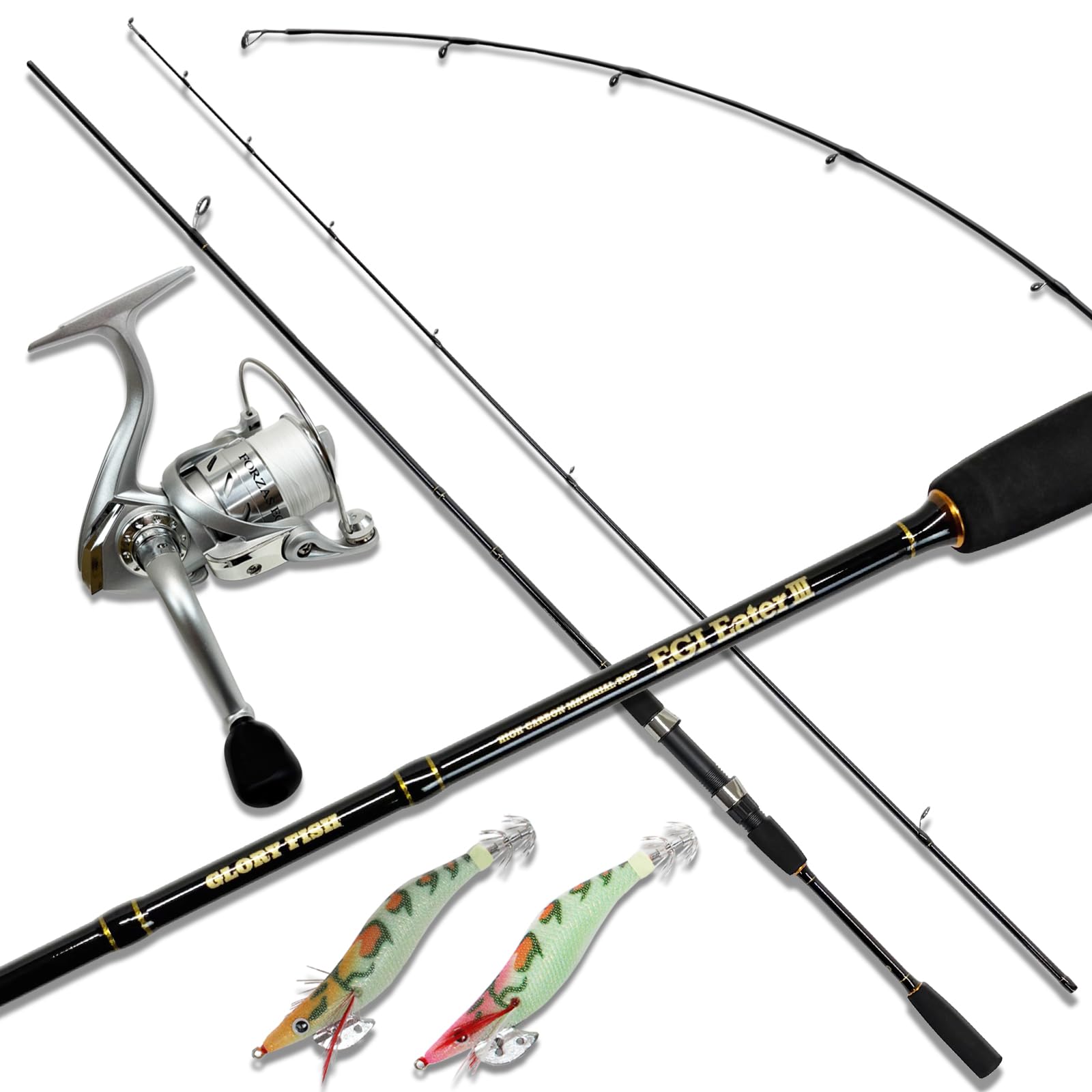 Amazon.co.jp: エギングセット8.0F/ML ロッド PE付リール エギ2個