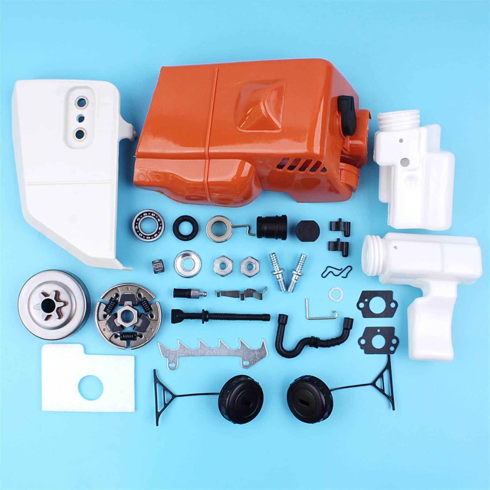 Cubierta de piñón de Embrague, Tambor de Embrague, Filtro de Aire y Combustible, Kit de Tapa de Tanque Apto for Motosierra Stihl 017 018 MS170 MS180 con Engranaje Wrom de espárrago de línea