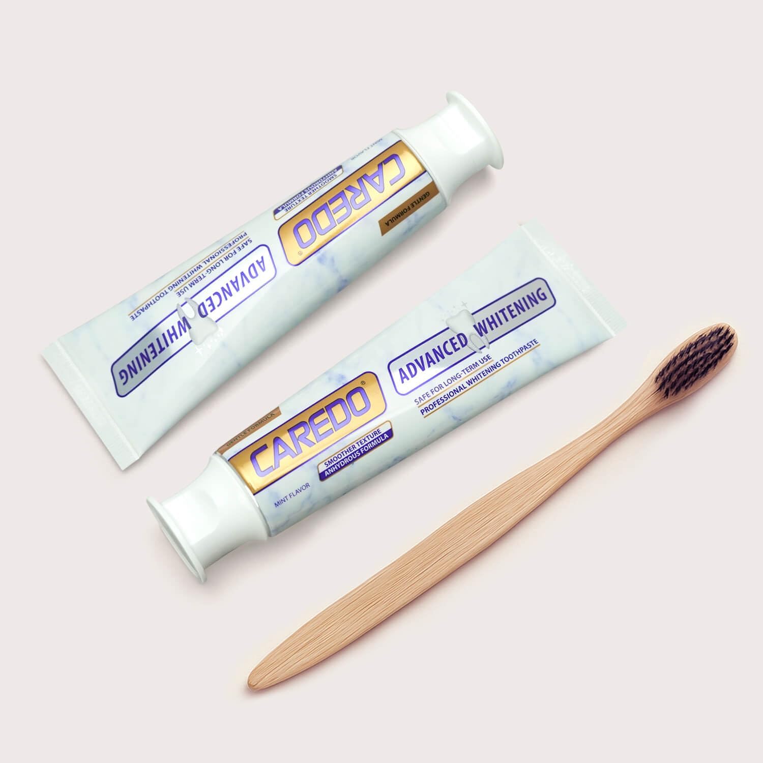 CAREDO Triple Whitening Toothpaste for Sensitive Teeth, Gentle Fluoride-Free Nano-Hydroxyapatite & Advanced Enzyme, Deep Clean Stain Removal, Lasting Brightness Remineralizing Toothpaste, Minty 3.52OZ