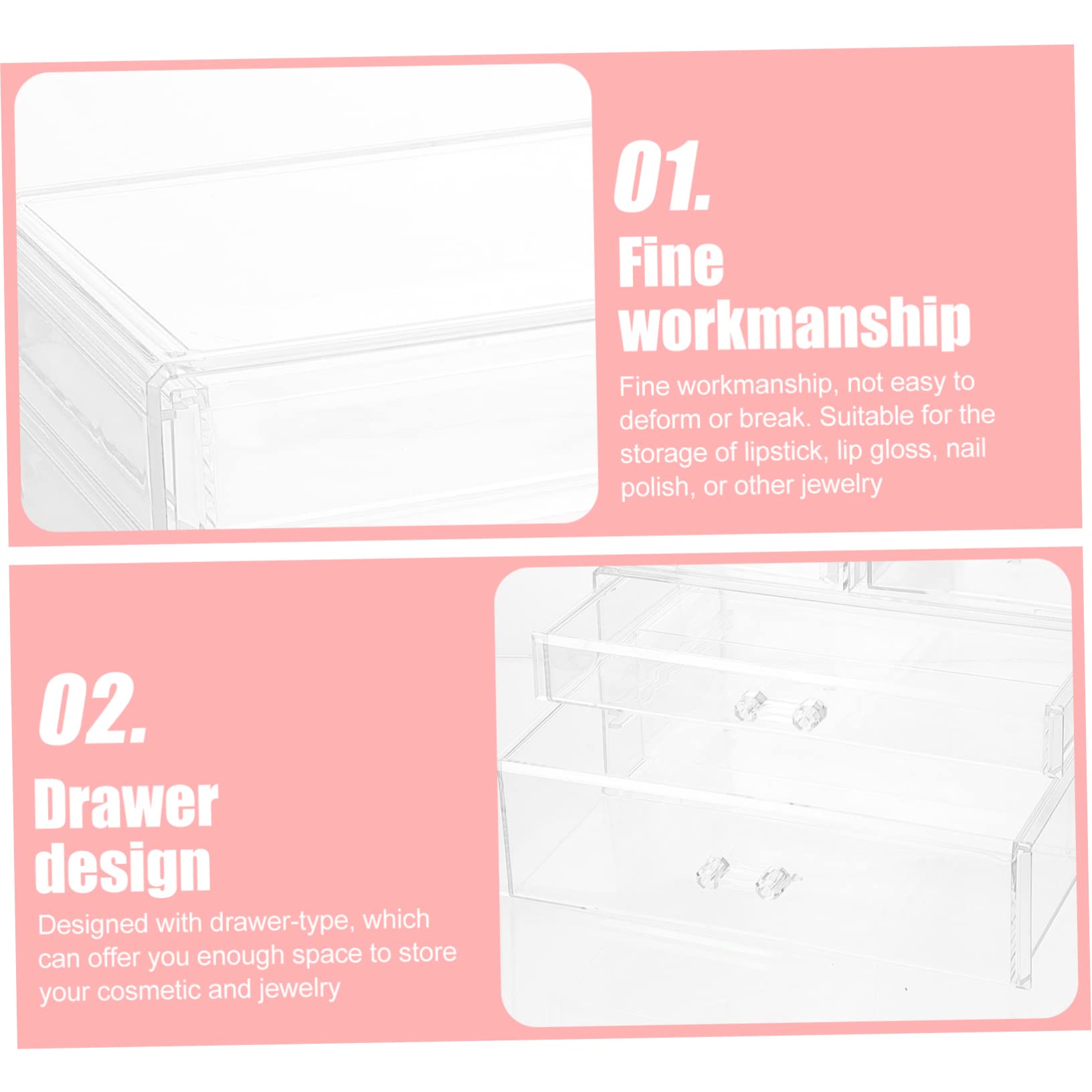 Boîte à Cosmétiques Tiroir Transparent Coffret Rangement Maquillage Boîte à Bijoux De Table Organisateur Pour Vernis à Lèvres