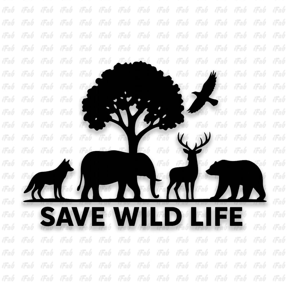 Save Wildlife Car Sticker | Premium Vinyl Cut Decal for Cars | Waterproof, UV-Resistant, Easy to Apply | Eco Awareness Silhouette Sticker (Pack of 1) Size 18x12 cm (Black)-image-33