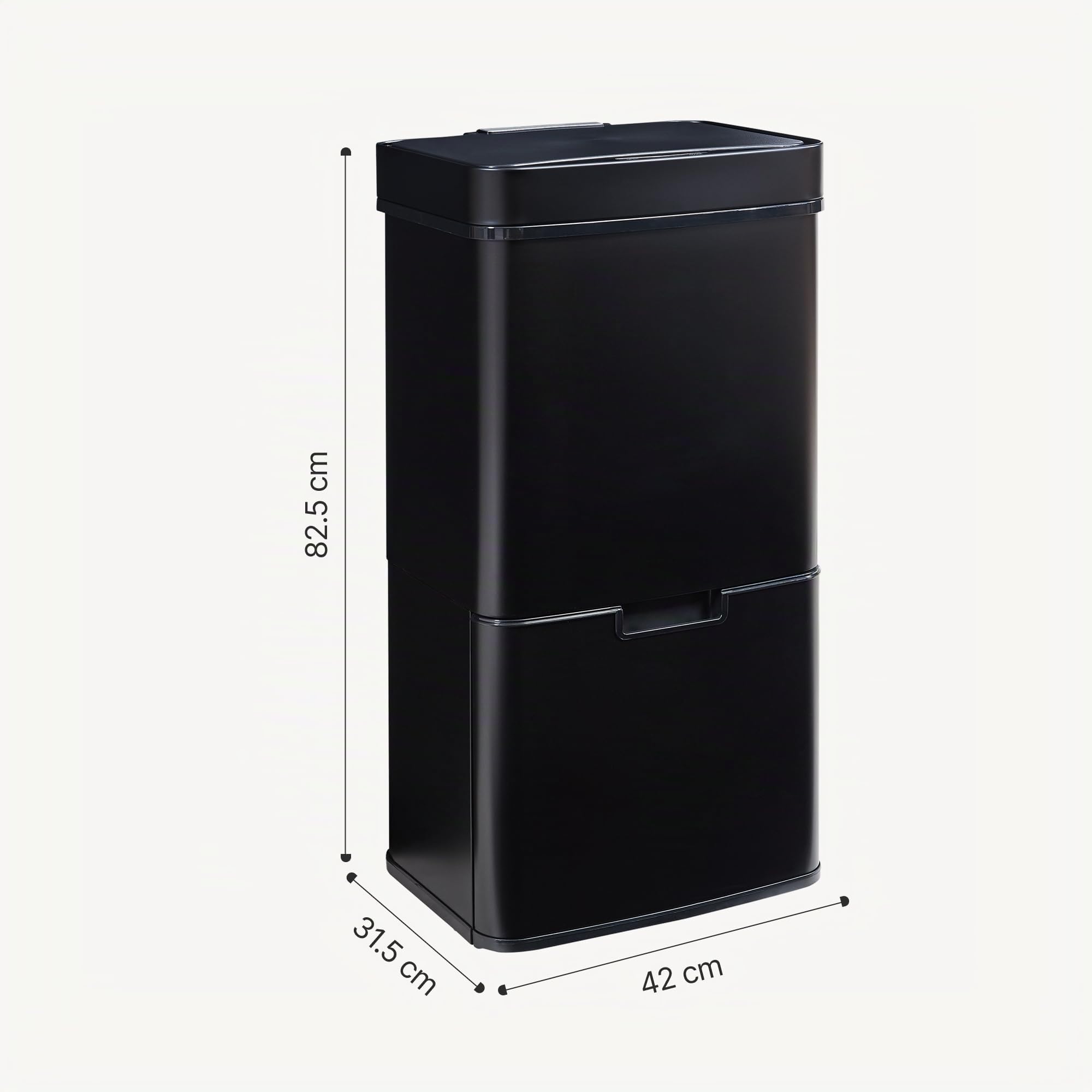 [en.casa] Sensor Mülleimer Venna Küche Mülltrennsystem 3 Fächer 72 L Abfalleimer Edelstahl mit Deckel 83 x 42 x 32 cm Schwarz