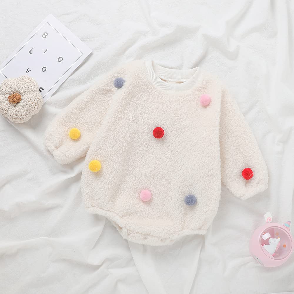 Baby Girl Boy Crewneck Sweatshirt Romper, Long Sleeve Rainbow Pullover Sweater Top Warm Fall Winter Clothes
