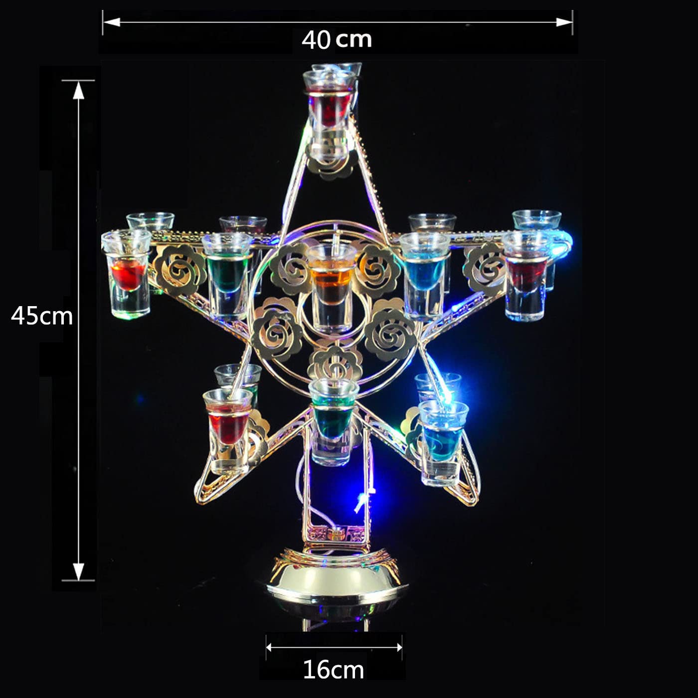 Amazon｜テキーラ観覧車 LED 酒ボトルの表示棚 ワインラッ 酒グラス