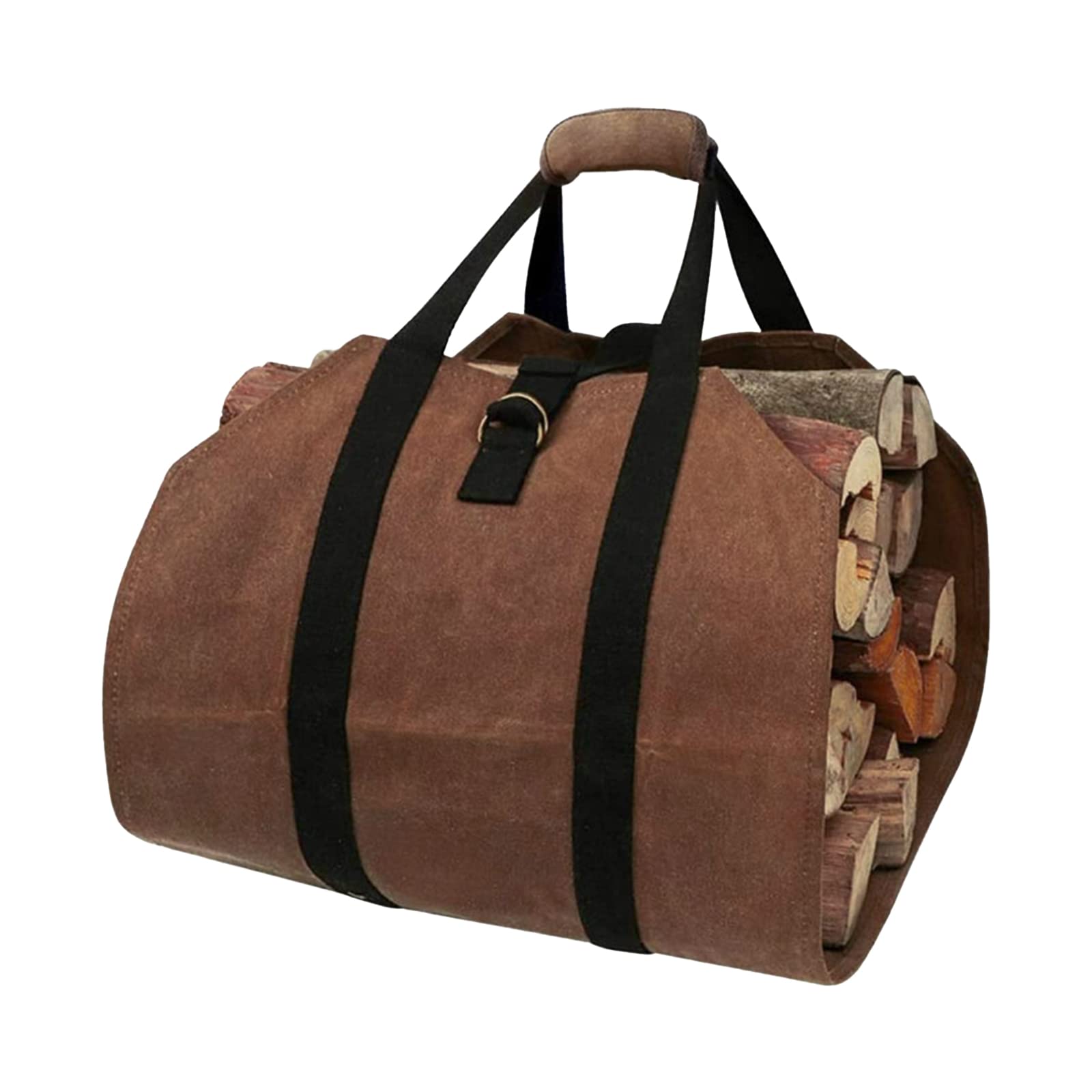 BUYAO Firewood Carrier Wood Carring Bag with Handles Durable Waxed Canvas Log Carrier Large Log Tote Bag Firewood Holder for Camping Indoor 39 X 16 Inch
