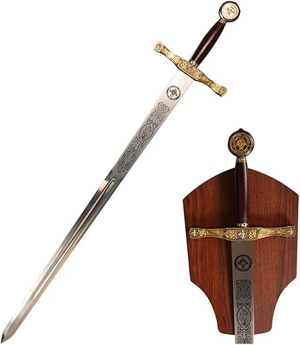 Espada medieval King Arthur Excalibur de 42 pulgadas con placa de exhibición