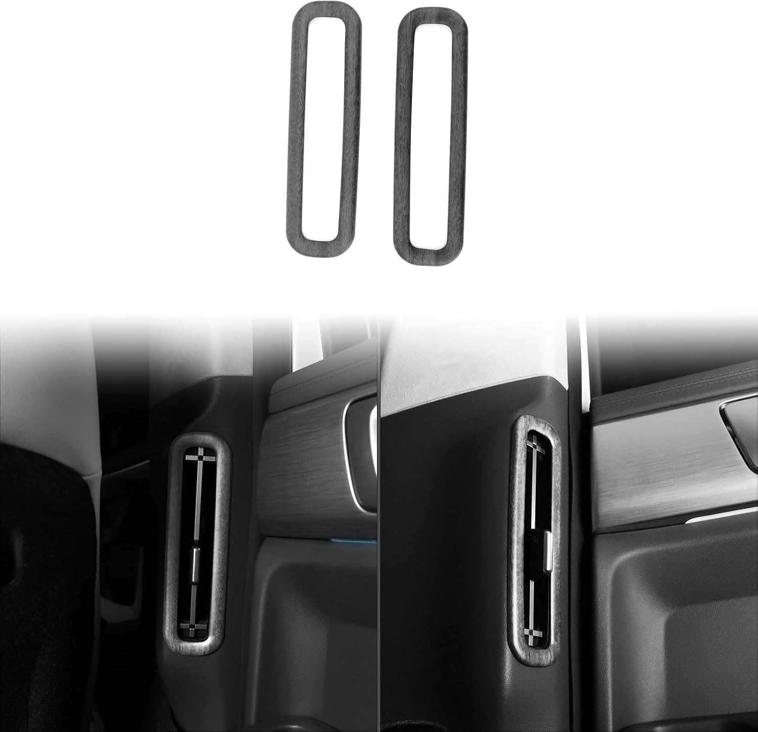 Inner B-Pillar AC Air Vent Outlet Panel Cover, Air Conditioner Outlet Trim Frame Compatible with Hyundai Santa Fe 2024 2025 Accessories (Wood Grain Style)