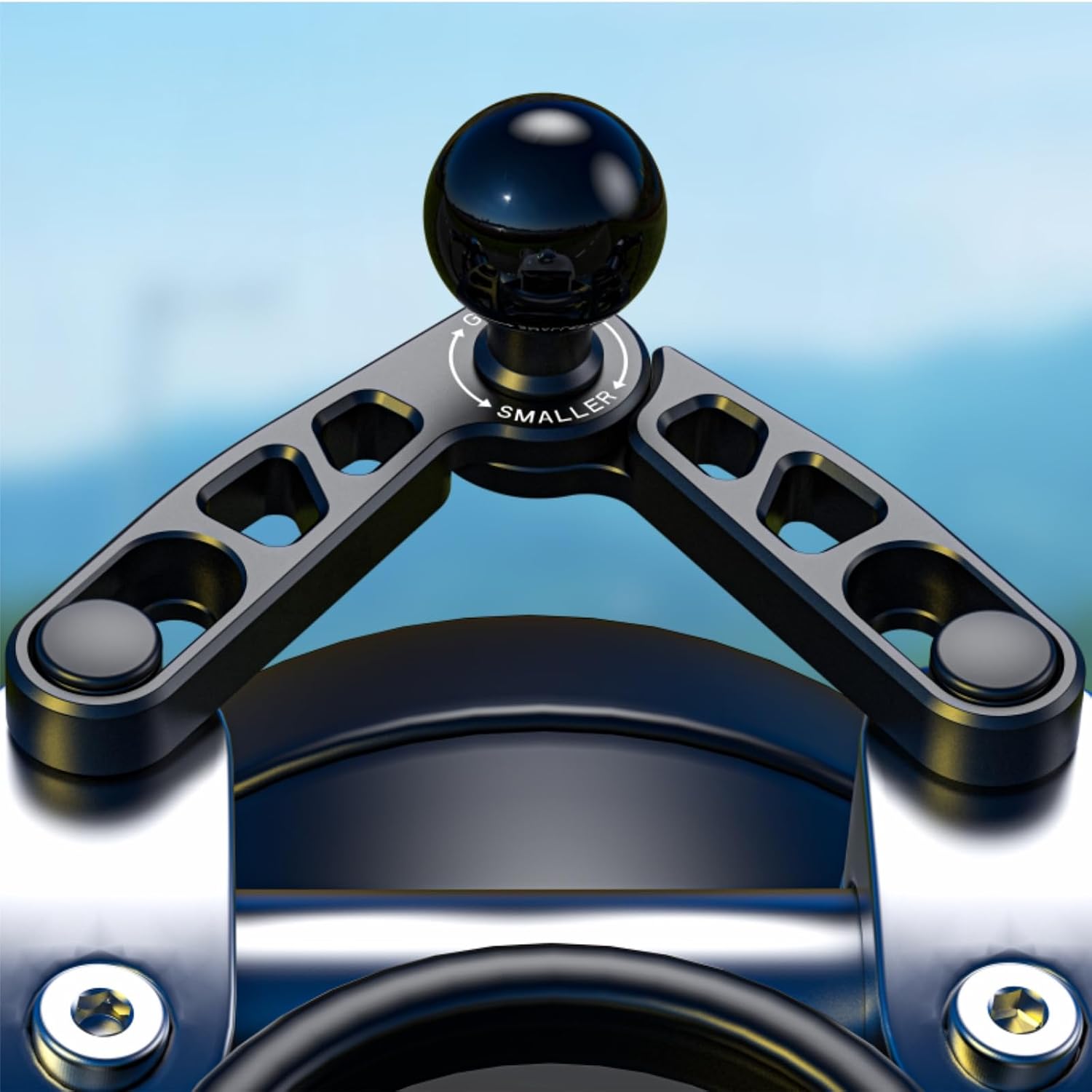 LOKTENWO CNC Aluminum Alloy 1'' Ball Base Mount on Motorcycle Front Fork Stem, Compatible with RAM Mounts B Size 1 Inch Ball Double Socket Arm