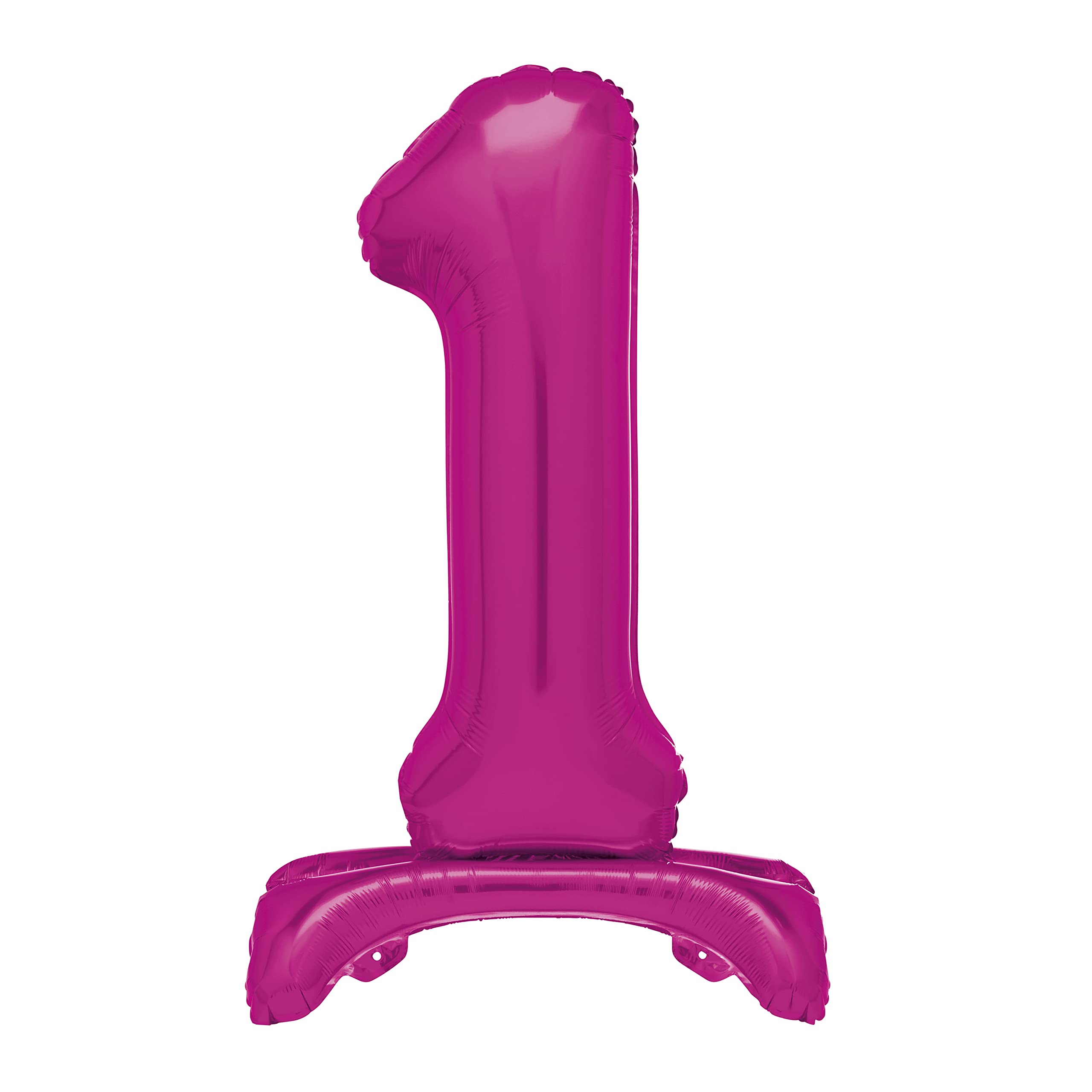 Unique Hot Pink Standing Number 1 Foil Balloon 30", Packaged