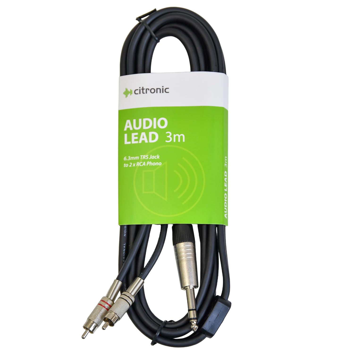 Citronic TRS Jack To 2x RCA Plugs Classic Audio Cable (3.0m)