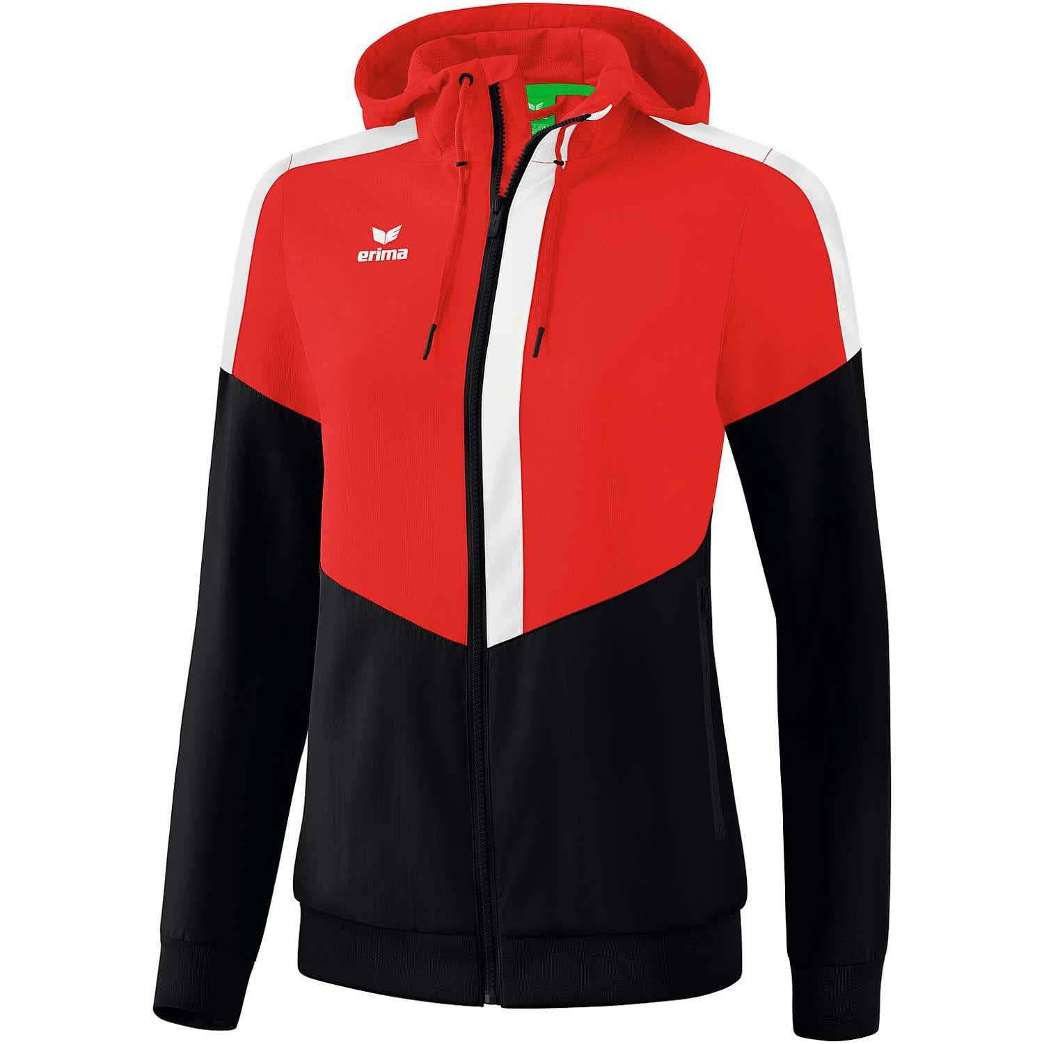 Erima Squad Track Top Jacket with Hood - Red/Black/White, 38