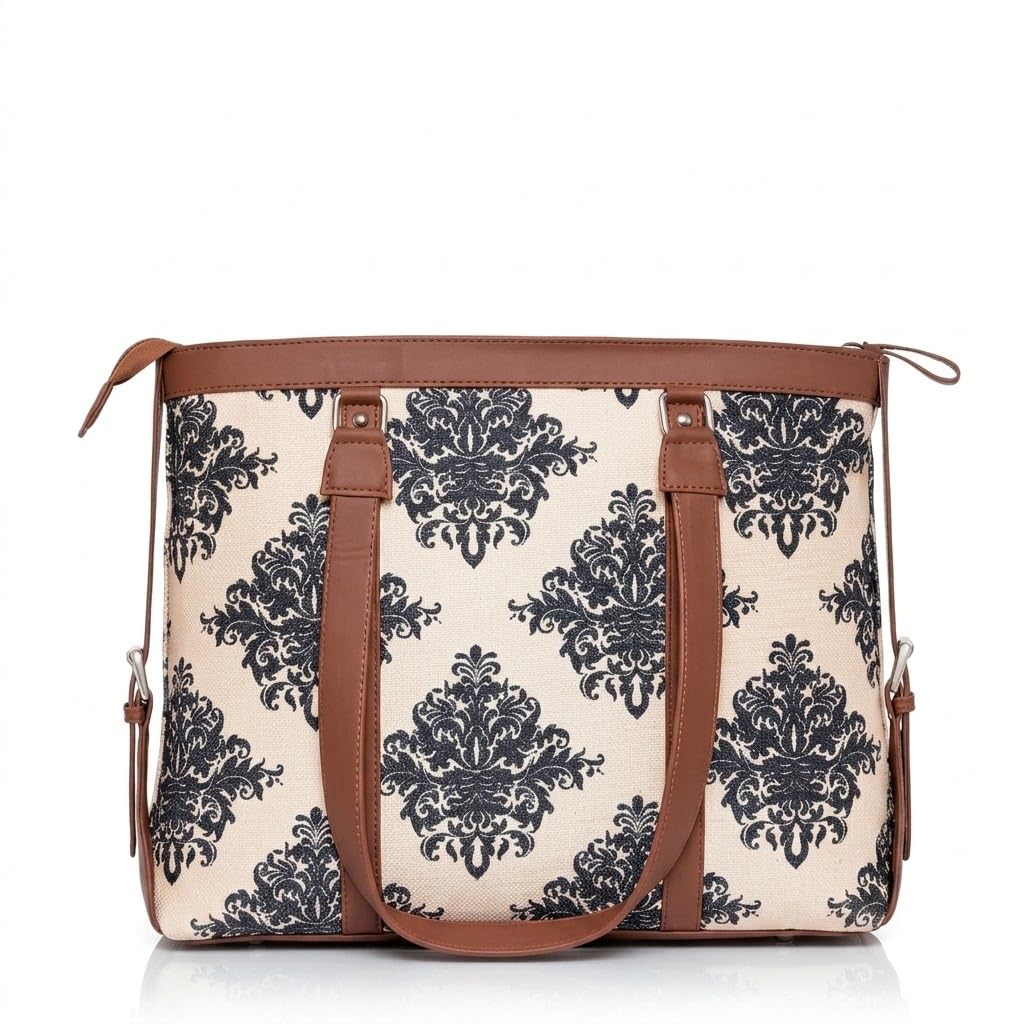 Stylish Tote Bags for Office Use | Laptop Bag 15.6 inch | Purse for Women | Vegan Leather Handbag | Daily & Travel Use | (Multicolor8)-image-0