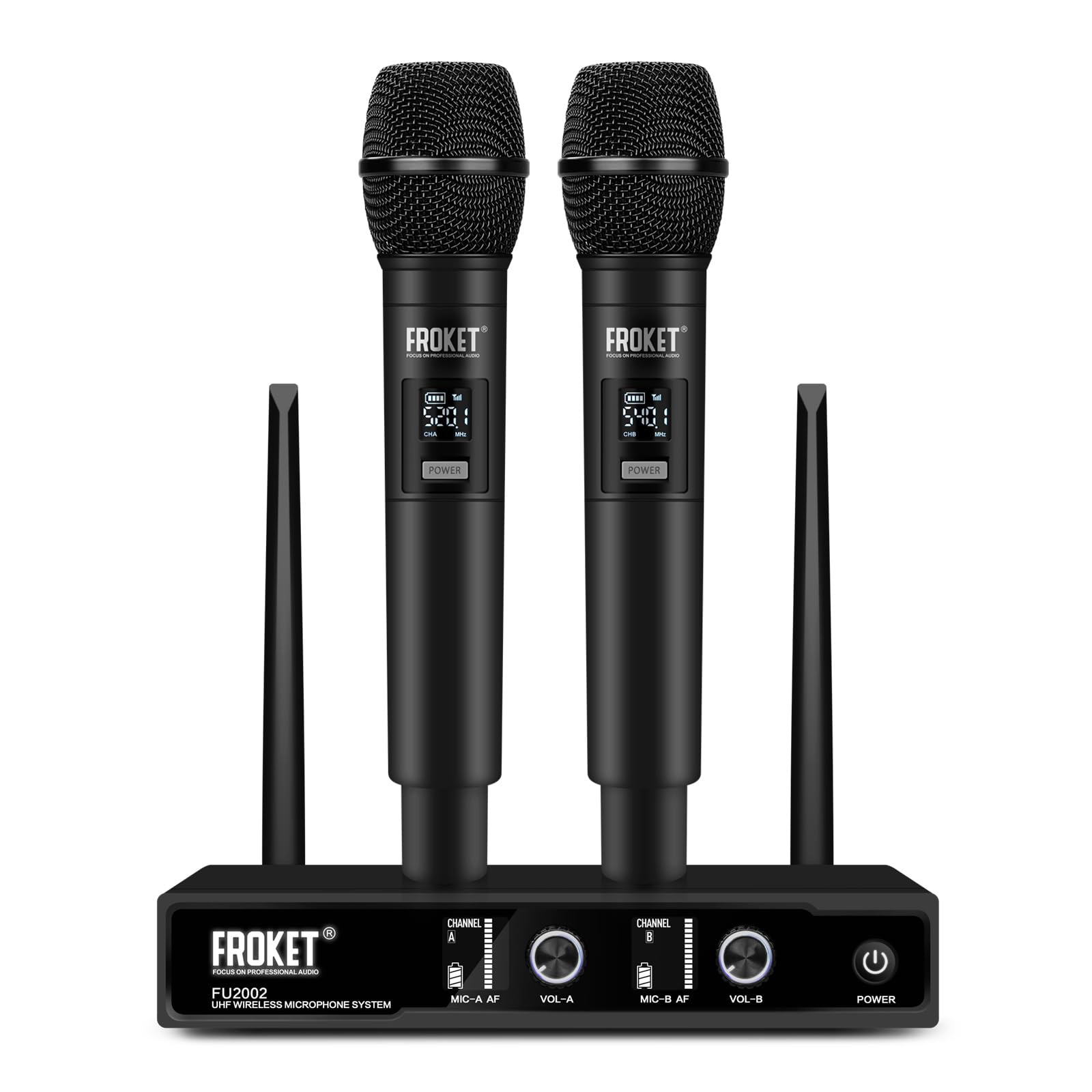 Amazon.com: Froket FU-2002 Dual Handheld UHF Wireless Microphone