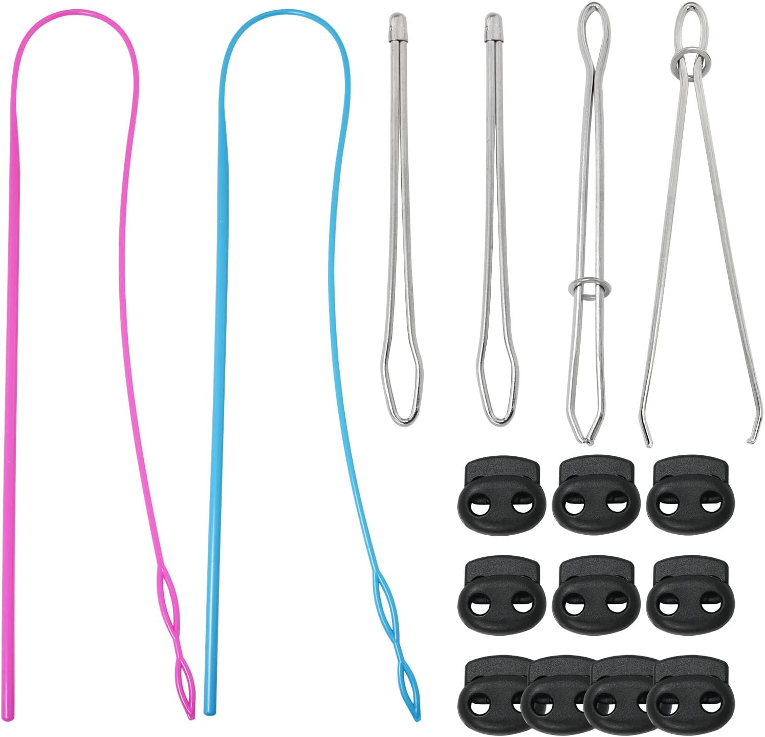 LUORNG16PCS Drawstring Threader Tool LUORNG 1Set Easy Threader Drawstring Replacement Tool (2X Flexible Drawstring Threader 2X Drawstring Threaders 2X Tweezers and 10x Cord Locks)