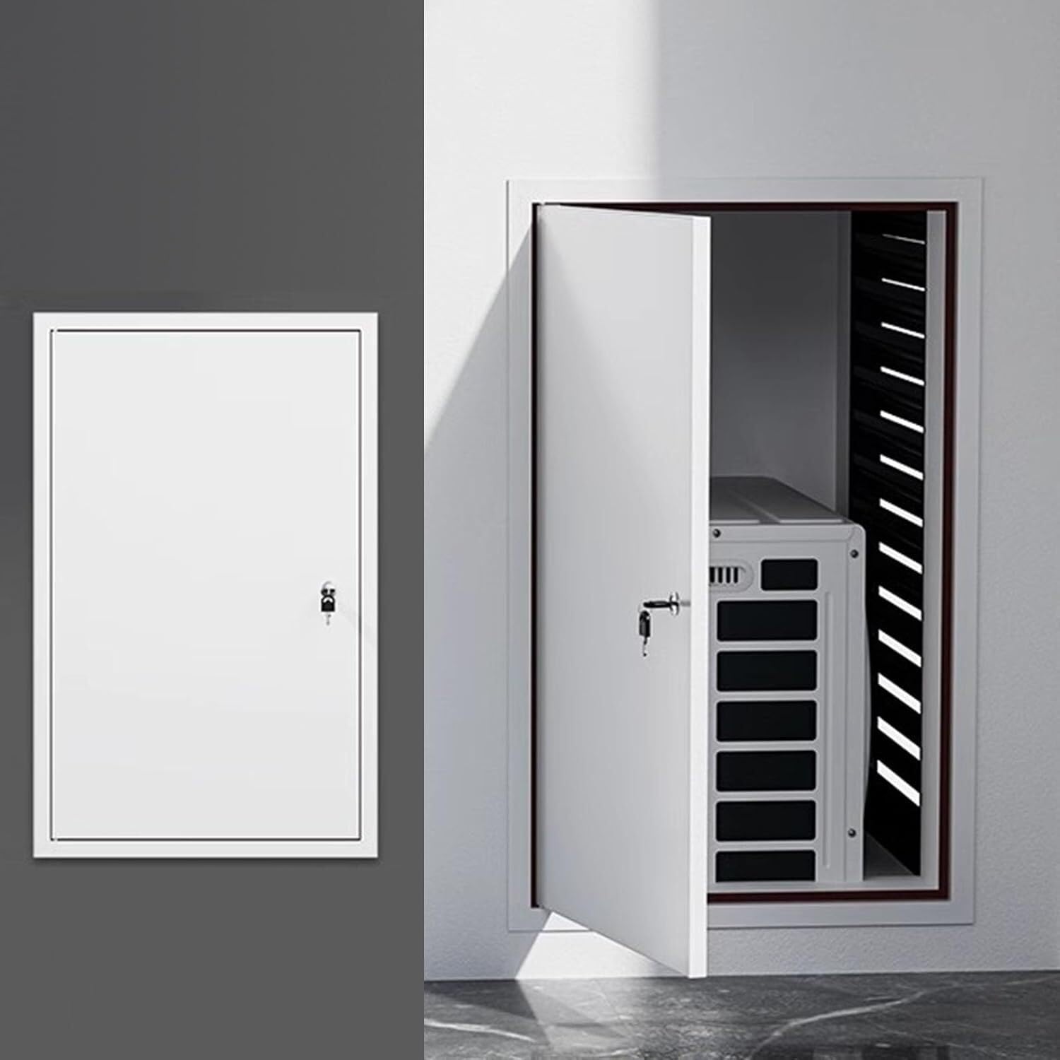 Cucce One Color Pipe Inspection Hatch Access Panel Electrical Door White, Lockable Air Conditioning Inspection Hidden Aluminium(50X70cm)