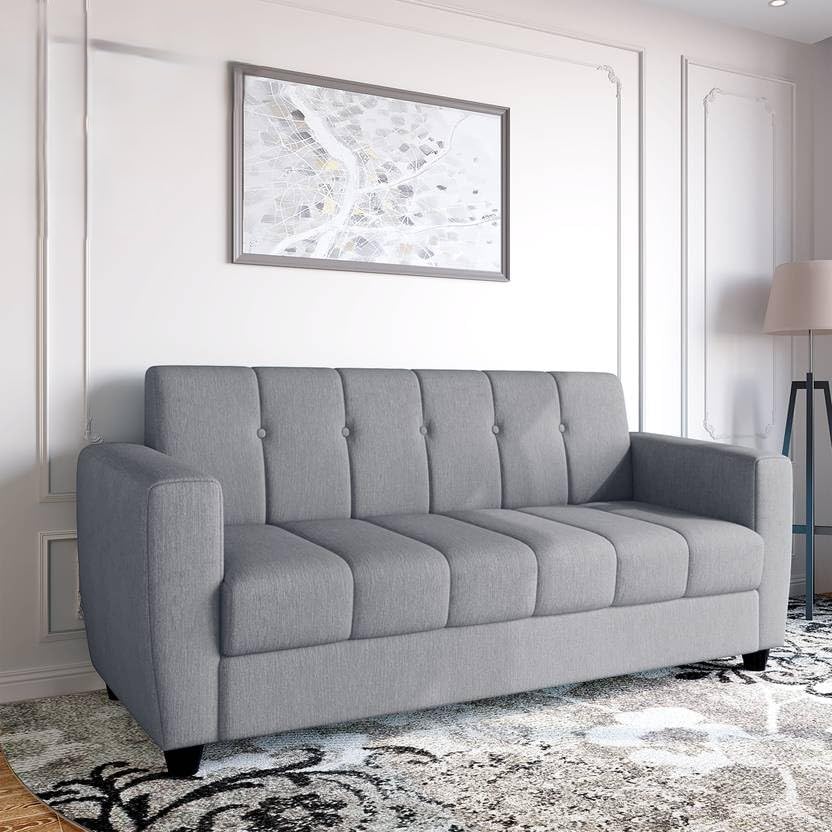 Furniture 3 Seater Fabric Sofa Set for Living Room Furniture | Fabric 3 Seater Sofa Set | Sofa for Home & Office | Fabric (Grey) Furniture 3 Seater Fabric Sofa Set for Living Room Furniture | Fabric 3 Seater Sofa Set | Sofa for Home & Office | Fabric (Grey)