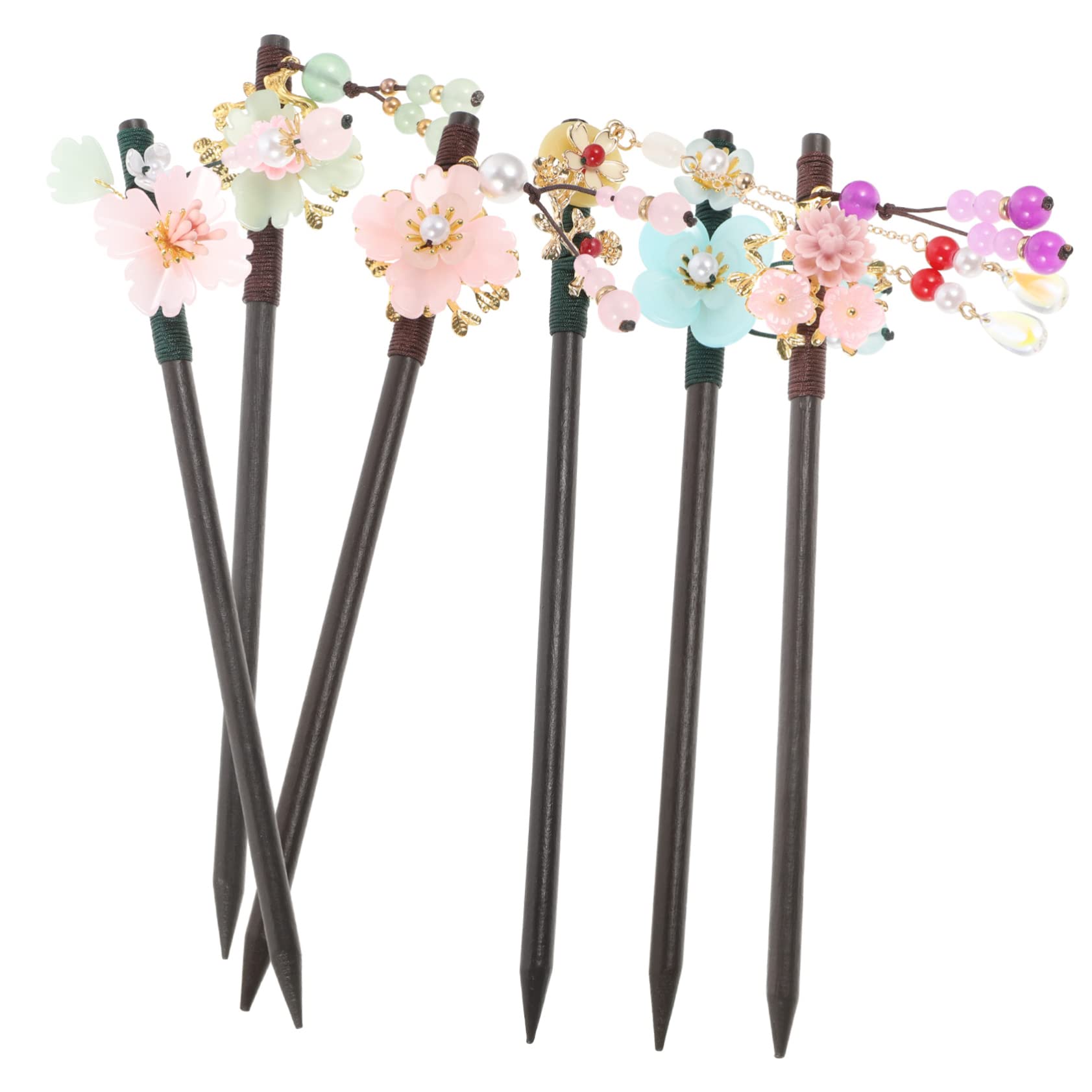 FRCOLOR 12 Piezas Horquilla Antigua De Estilo Chino Pinzas Para El Cabello Para Mujer Palitos Para El Cabello Flower Hair Accessories De Madera Perder Acrílico Las Flores Cabello Recogido