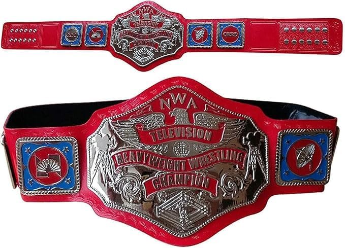 NWA Television Championship Belt Replica - Black and Red Strap | Wrestling Championship Belt