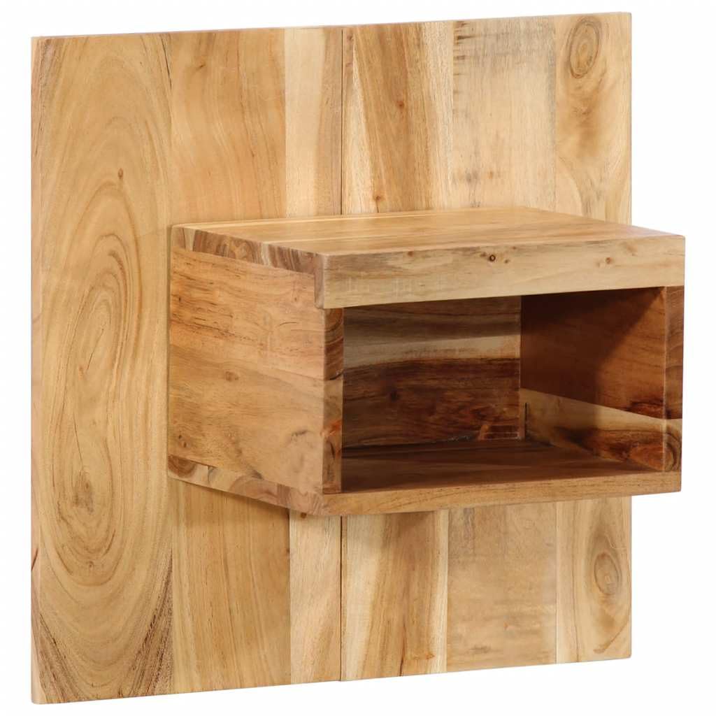 Générique Stolik nocny ścienny z litego drewna akacjowego 50 x 27 x 50 cm z dużą przestrzenią do przechowywania książek i szklanek, pływająca konstrukcja oszczędzająca miejsce na podłodze