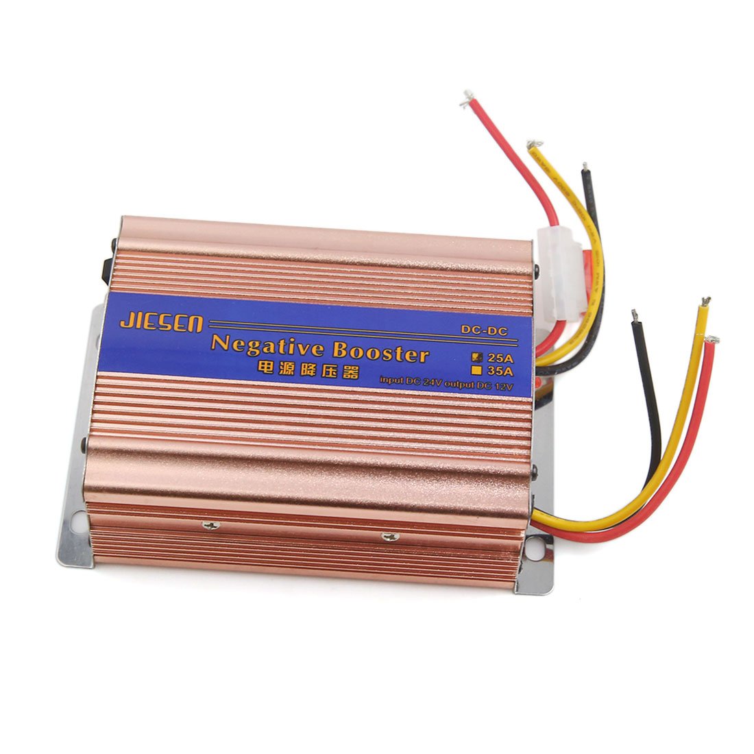 Qtqgoitem DC 24V Input to 12V Output 25A Gold Tone Metal Power Supply Transformer Converter (model: 144 96c 7f1 fec 594)