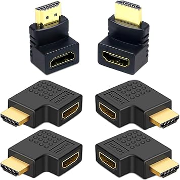 6Pack 3D and 4K HDMI Angled Adapter Combo 2 Pcs 90 and 270 Degree 4 Pcs Vertical Flat Left and Right 90 Degree Male to Female HDMI Adapter TV Connector