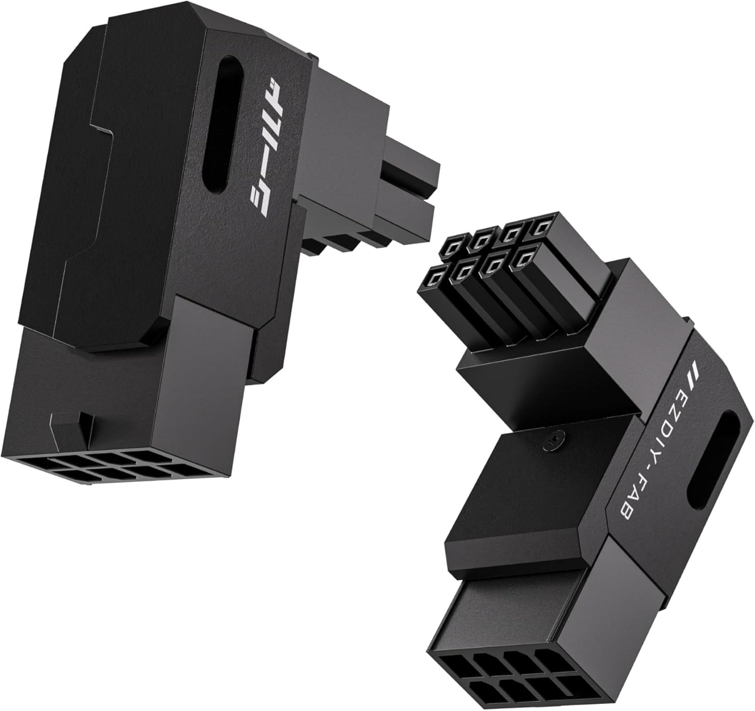 EZDIY-FAB Shield Series 8-Pin PCIe GPU Power Adapter,90-Degree Angled Connector, Aluminum Design for Graphics Cards – Reverse Type,Black-2 Pack RVS-Black