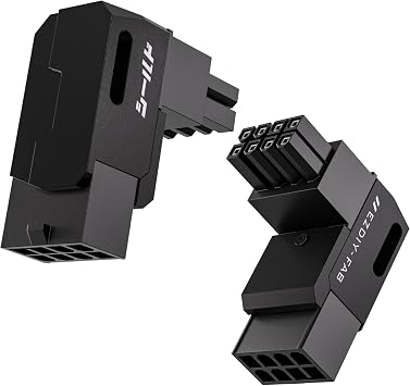 EZDIY-FAB Shield Series 8-Pin PCIe GPU Power Adapter,90-Degree Angled Connector, Aluminum Design for Graphics Cards Reverse Type,Black-2 Pack