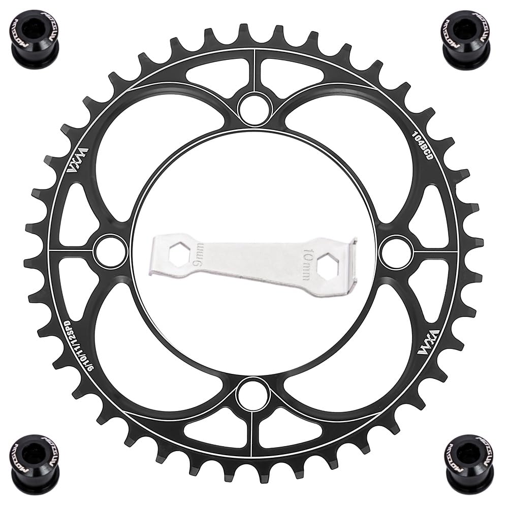 YBEKI 104BCD Chainring - CNC 7075-T6 Aluminum Narrow-Wide Round Chainwheel for MTB/Road Bikes (32-52T) | Compatible with Shimano/SRAM 8-11 Speed | Ultra-Light | Anti-Drop Design (44T)