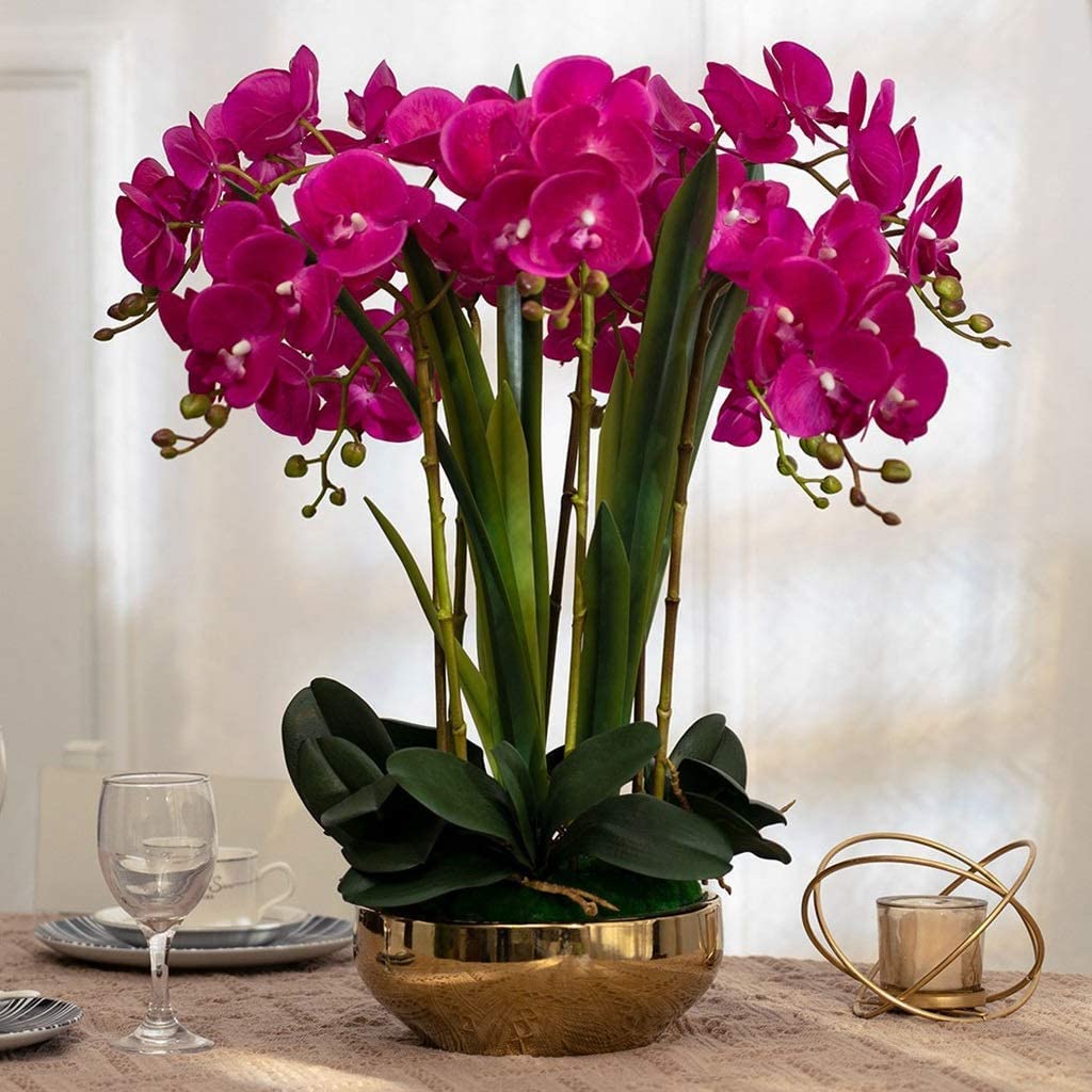 Orchidee Artificiali, 8 Teste, Fiori di Phalaenopsis Artificiali, Orchidee in Vaso, Piante Artificiali, Orchidee finte, Fiori Artificiali Classici, Aspetto Naturale