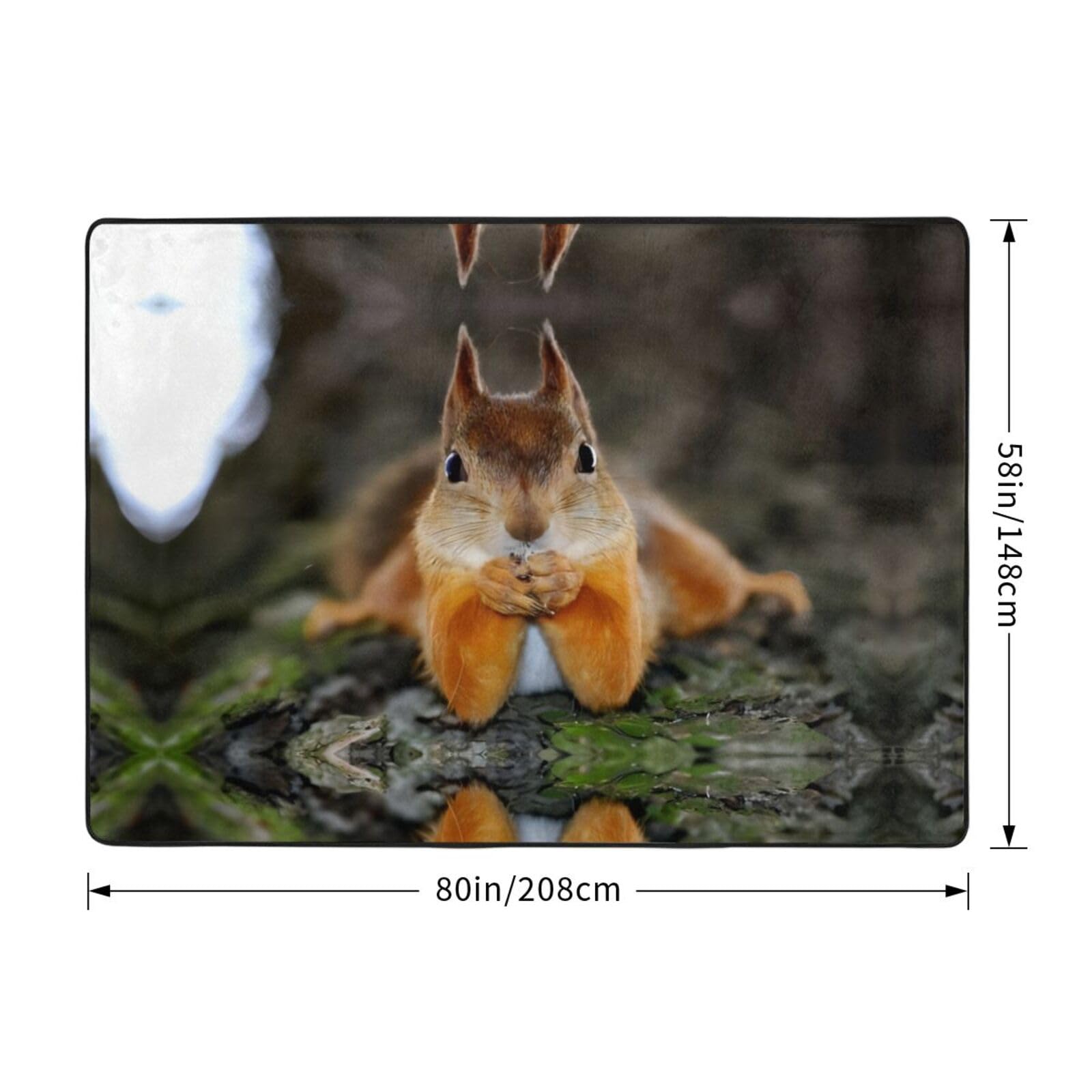 Tapis antidérapant en fausse fourrure avec imprimé écureuil amusant 203,2 x 147,3 cm – Couvre-lit confortable pour salon, chambre, bureau et plus encore