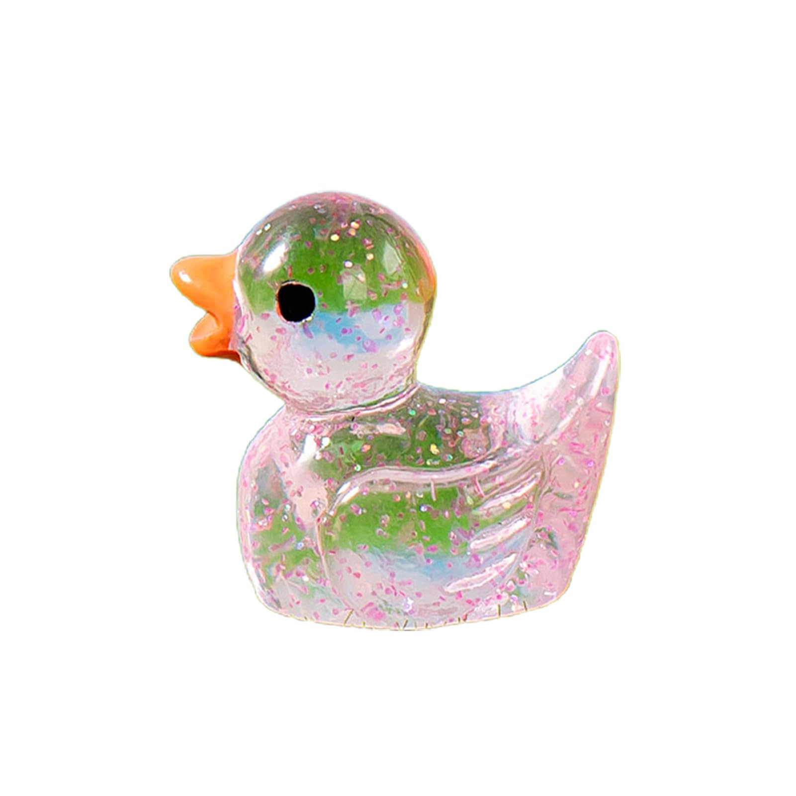 Porceosy Pink Duck Ornaments For Home Microlandscape Mini Glitter Clear Cute Resin Craft Desktop Colorful Figure Figurine Statue Dollhouse Garden Decoration (1, )